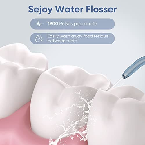 Water Flosser Dental Oral Irrigator Teeth Cleaner Portable Travel Rechargeable Cordless,IPX7 Electric Plaque Remover 3 Modes 3 Jet Tips 140ml (Blue) 7