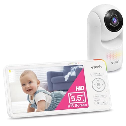 VTech Advanced HD Baby Monitor – 5.5" 720P IPS Screen, Pan-Tilt-Zoom Camera, No WiFi, Long Battery, Night Light, 2-Way Talk, Lullabies, Soothing Sounds