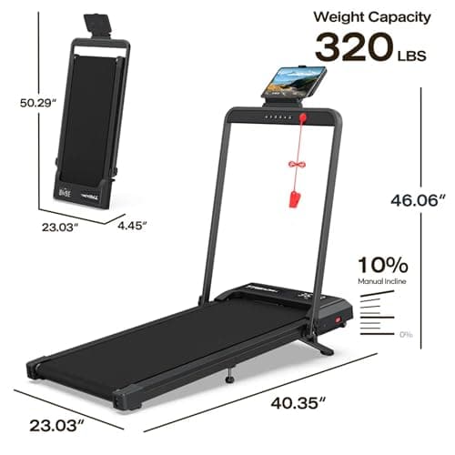 Under Desk Walking Pad Treadmill: Incline Voice Controlled Smart Treadmill 320 lbs Capacity for Home Office Use, Compatible with KINOMAP WELLFIT App 9