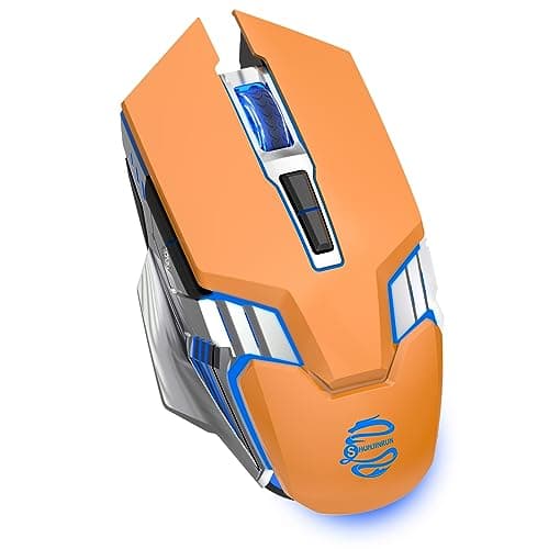 SHUNJINRUN Bluetooth Wireless Gaming Mouse, 2400 DPI, RGB Backlit, Rechargeable Cordless Computer Mouse for Laptop PC Mac Macbook Air/Pro iPad Chromebook Office Gamer - Orange