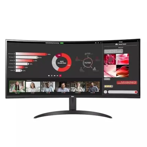 LG 34 inch UltraWide Curved Monitor, 21:9 WQHD (3440x1440) VA Display, 100Hz, 5ms, up to 99% sRGB Color Gamut and HDR 10, AMD FreeSync, 3-Side Virtually Borderless Design, with 5ave HDMI Cable 2
