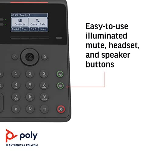 Poly - Edge B20 IP Desk Phone, PoE (Polycom) - Open SIP - Connect to 8 Lines, Contacts - Acoustic Fence Technology - RJ9 and 3.5mm Headset Ports – Illuminated Keys Where You Need Them (Renewed) 5