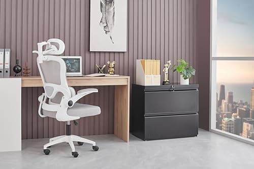 Guizeeopo Metal File Cabinet with Lock, 2 Drawer Lateral File Cabinets for Home Office, Printer Stand, Heavy Duty Office Storage Cabinet for A4/Letter/Legal Size, Assembly Required(Black) 8