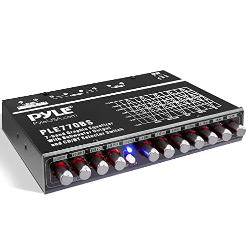 PyleUsa 7 Bands Graphic Equalizer with SUB Volume Adjustable for Subwoofer Channel, Built in Bluetooth for Wireless Music Streaming, Stereo RCA Output, Aux RCA Input, Mounting Hardware Included
