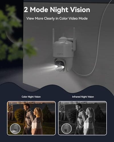 LongPlus Security Camera Wireless Outdoor, Solar Wireless Cameras for Home Security, 2K Battery WiFi Cameras Outdoor PTZ Security Camera with Floodlight Color Night Vision 5