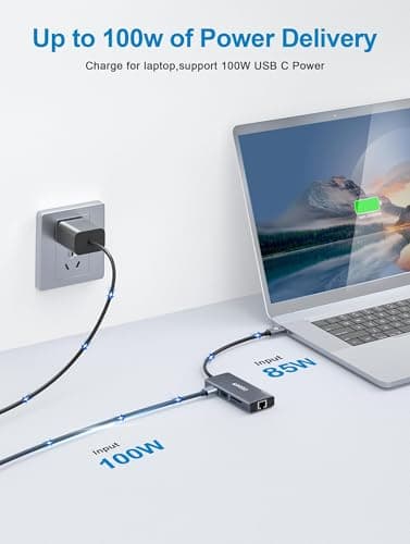 QGeeM USB C Hub Ethernet,9 in 1 USB Type C Hub HDMI Multi-Port Converter Adapter,100W Pd, USB 3.0,SD/TF Card Reader,Compatible for MacBook Pro Air Ipad HP Dell Lenovo Chromebook etc.-Gray 5