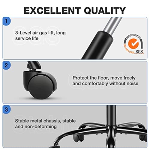 Office Chair - Ergonomic Office Chair Mid Back Office Desk Chair with Wheels Computer Chair with Lumbar Support Home Office Chair with Armrests for Adults, Black 5