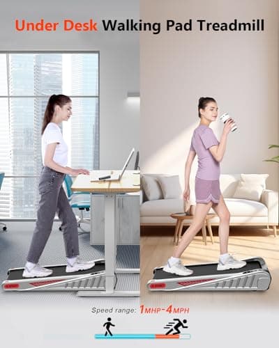 HomeFitnessCode Walking Pad Incline, 38in Small Compact Portable Treadmill with APP Control & Speaker, 4MPH Mini Quiet Under Desk Treadmill for Office & Home, 300 Lb Capacity 5