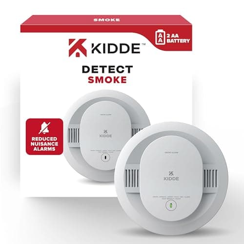 Kidde Smoke Detector, AA Battery Powered LED Status Lights, 85 dB Alarm, 5-inches