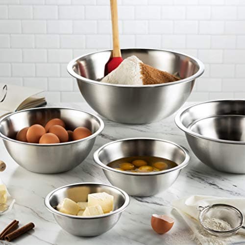 FineDine Stainless Steel Mixing Bowls Set, Dishwasher Safe, 6 Piece Metal Mixing Bowls For Kitchen, Nesting, Large, Small, Big Food Prep, Cooking, Baking 5