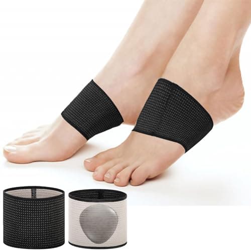 Keemovin Compression Arch Support Sleeves with Gel Pad, Arch Support Braces, Plantar Fasciitis Relief, Flat Foot Pain Relief (Men & Women,1 Pair,Black)