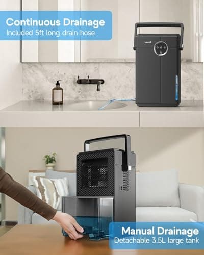 Lacidoll Small Dehumidifier with Drain Hose, Portable Dehumidifier for Bathroom, 118oz Dehumidifiers for Home 800 sq ft with 7 Colorful Light, Quiet Dehumidifiers for Bedroom RV Closet Basement 6