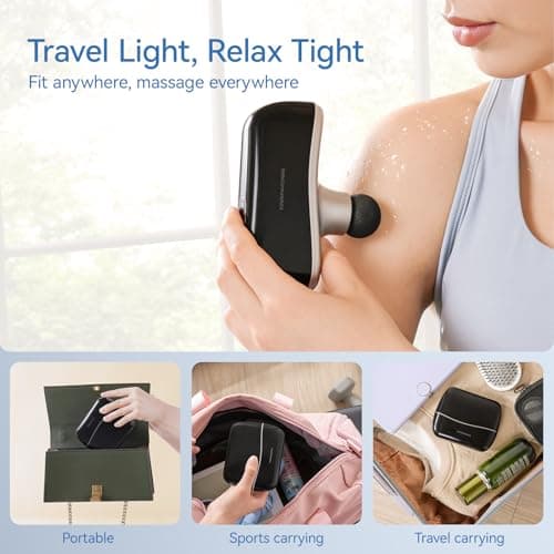 KingPavonini Mini Massage Gun with All-in-One Storage Case, 0.5 LBS Pocket-Sized Small Massage Gun Deep Tissue, Portable Percussion Massager for Travel, Gym 8