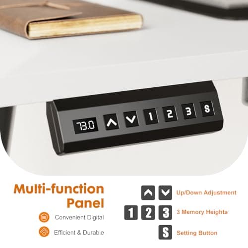 Standing Desk Adjustable Height, Sit Stand Desk Electric Standing Desk with Drawers, 48 x 24 inch Adjustable Desk Stand up Desk, Home Office Computer Work Desk with Storage Shelf, Splice Board 7