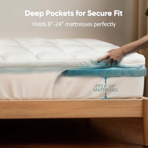 Airtree Twin XL 4 Inch Dual Layer Memory Foam Mattress Topper for College Dorm, 2 Inch Cooling Gel Memory Foam and 2 Inch Down Alternative Pillow Top Mattress Pad Cover 8-24 Inch Deep Pocket 5