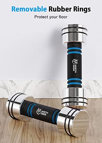 Northdeer Hand Weight Set 5lb Pair (3lb/4lb/5lb) Adjustable Dumbbells with Foam Handles Chrome Home Exercise Gym Workout for Women (Mirror-Finish 5lb×2) 6