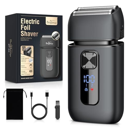 Brightup Electric Foil Shavers for Men - Smooth & Close Electric Razor for Men with Pop Up Trimmer - Wet Dry Shaving/Travel Lock/LED Display/IPX6 Waterproof