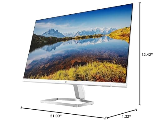 HP Series 5 524sa Thin & Light Monitor with Speakers 94C36AA#ABA (Replaces M24fwa) 24" IPS FHD Anti-Glare 300 Nits Display, Flicker-Free, 1xHDMI, White/Silver (2026 Model) w/DKZ Hub USB Port Expander 8