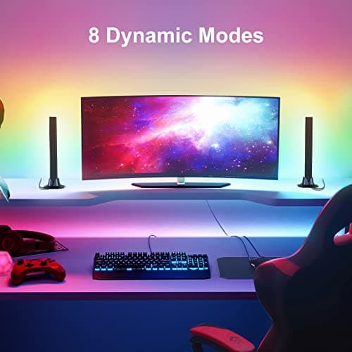 velted RGB Light Bar, Music Sync RGB IC LED Lights Bars, USB Powered Ambient Lighting, Remote Control Color Changing Gaming TV Backlight, 8 Dynamic Modes for PC Room Monitor Desk 6