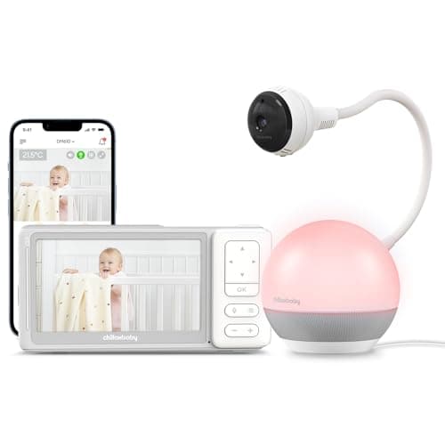 CHILLAX Baby Monitor Baby Mood Plus,5-inch 1080p HD Camera Wi-Fi Baby Monitor,with Sleep Trainer & Mood Light Soother,Flexible Gooseneck and 360°Pan View,Accessible via Phone App and Nursery Features