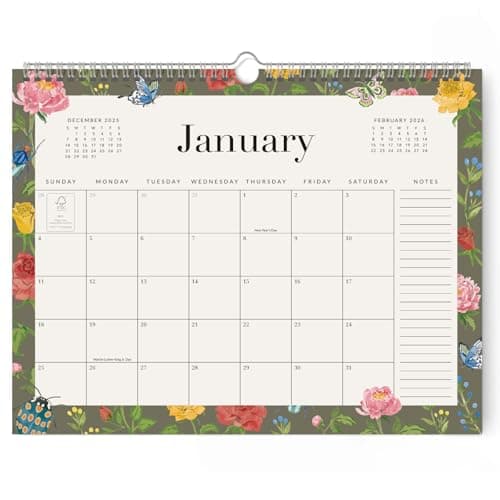 Jotsome Wall Calendar 2026, Monthly Wall Calendar From Now to December 2026 14.2x11.2 inch Wall Decoration for Home and Office, Easy Organizing, Gift for the Holidays (Florals)