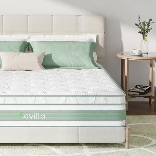 Novilla Queen Mattress, 12 Inch Hybrid Mattress in a Box, Gel Memory Foam with Individual Pocket Springs for a Peaceful Sleep, Queen Size Mattresses, Pillow Top Mattresses with Quilted Cover