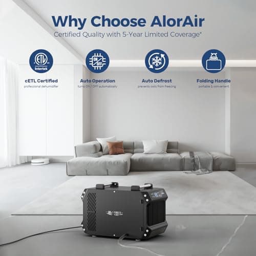 ALORAIR Crawlspace Dehumidifiers, 145 Pint Commercial Dehumidifier for Basements with Drain Hose, 1,800 Sq.Ft Auto Defrost Compact Portable Industry Crawl Spaces Dehumidifier 5