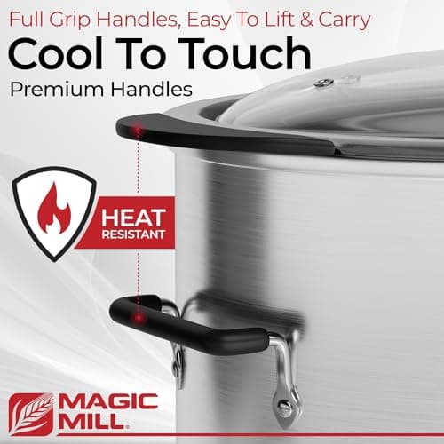 Magic Mill Slow Cooker 10 Quart | Extra Large Non-Stick Metal Searing Pot & Transparent Tempered Glass Lid Multipurpose Lightweight Slow Cookers, Pot is Safe to Put the On the Flame, Dishwasher Safe 5