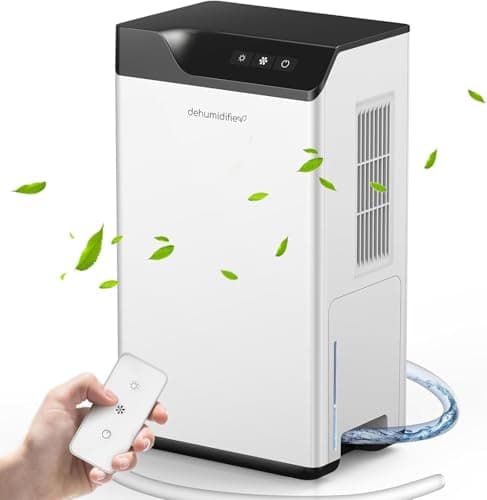 Dehumidifier For Bathroom, Dual Semiconductor Dehumidifier For Home With 1.5m Drain Hose, Up to 540 sq.ft With 60oz Watertank, Auto Shut Off, Auto Defrost
