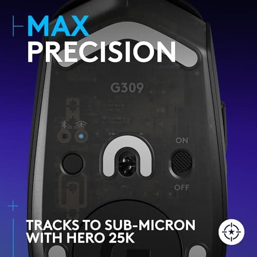 Logitech G309 Lightspeed Wireless Gaming Mouse, Lightweight, LIGHTFORCE Hybrid Switches, Hero 25K Sensor, 86g & 300+ hr Battery Life with AA Battery, 6 Programmable Buttons, PC & Mac - Black 5