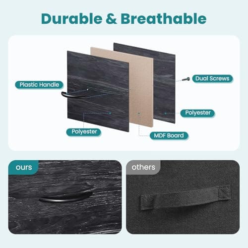 OLIXIS Dresser for Bedroom with 5 Drawers, Wide Chest of Drawers, Fabric Bedroom Dresser with Drawer Organizer, Storage Organizer Unit with Fabric Bins for Closet, Living Room, Hallway, Black Wood 5