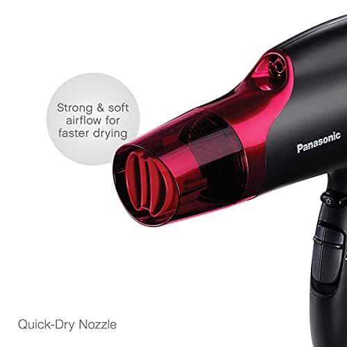 Panasonic nanoe Hair Dryer, 1875 Watt Professional Blow Dryer for Smooth, Shiny Hair with 3 Attachments Quick Dry Nozzle, Diffuser and Concentrator Nozzle – EH-NA65-K (Black/Pink), Black 11