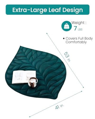 ZILLYBEE Weighted Lap Blanket 7 lbs 41"×53", Luxury Soft Small Weighted Lap Pad for Adults,Portable Travel Leaf Weighted Throw Blanket for Relaxation, All-Season Use and Machine Washable Deep Green 7