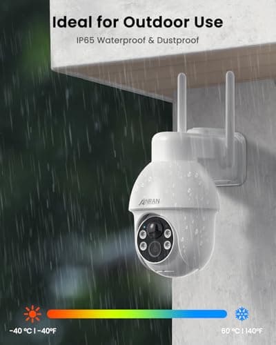 ANRAN 2K Solar Security Camera Outdoor Wireless, WiFi Camera Battery-Powered with 360° PTZ for Home Security, 3MP Color Night Vision, PIR Motion Detection, Two-Way Audio, Compatible with Alexa 8