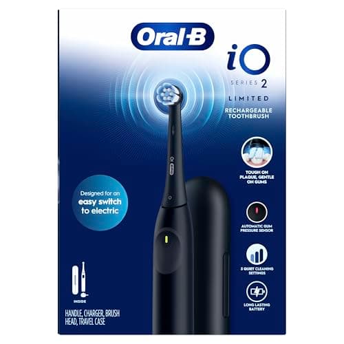 Oral-B iO Simple Clean Rechargeable Electric Powered Toothbrush, Night Black with 1 Gentle Care Brush Head and 1 Black Travel Case - Automatic Pressure Sensor to Protect Gums - 3 Modes - 2 Min Timer 9