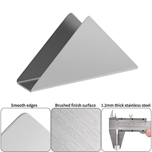 luvtree Silver Stainless Steel 304 Napkin Holder, Modern Triangle Cocktail Napkin Dispenser Organizer for Kitchen Countertops, Dinner Tables, Picnic Tables 3