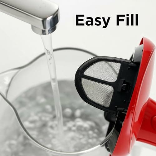 OVENTE Electric Kettle, 1.5L Borosilicate Glass Countertop Water Heater and Boiler for Coffee or Tea, BPA-Free, Auto Shut-Off, Boil-Dry Protection, Removable and Washable Spout Filter, Red KG83R 6