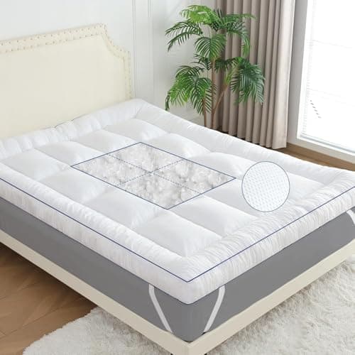 King Size Mattress Topper, Shredded Memory Foam Filling, 1800 GSM Mattress Pad Cover, Comfy Bed Topper for Back Pain,Comfy Plush Foam Filled Pillow Top,78"x80"