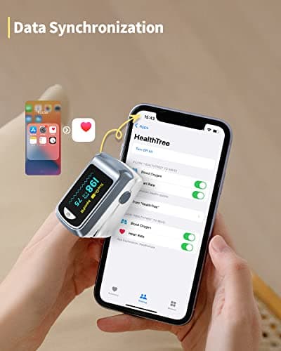 HealthTree Pulse Oximeter Oxygen Monitor Fingertip, Bluetooth Pulse Ox with Free APP, O2 Pulse Oximeter Finger and Heart Rate Monitor, 2 X AAA Batteries, Lanyard 5