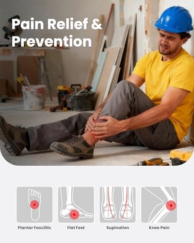 Walkhero Arch Support Inserts for Men & Women - Plantar Fasciitis Insoles with Max Cushion, Orthotics for Heel Pain Relief, Work Boots, Standing All Day (Mens 10-10.5 | Womens 12-12.5, Starry Blue) 6