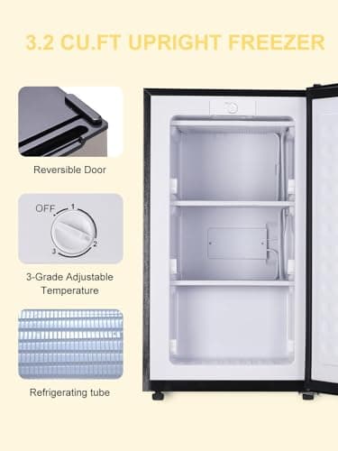 Compact Upright Freezer 3.0 Cu.ft Removable Shelves Mini Freezer Low Energy Single Door Refrigeratorfor for Bedroom, Office, Kitchen, Apartment, Dorm，Silver 2