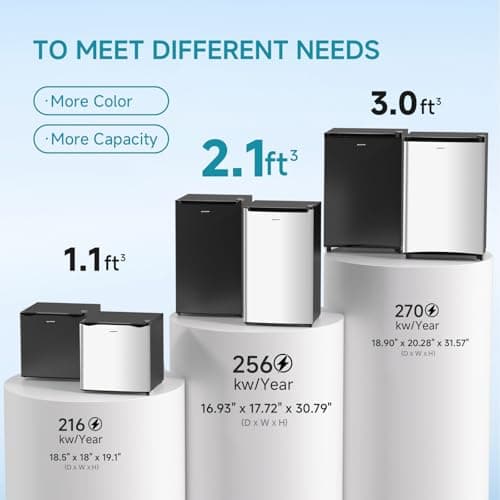 BANGSON 2.1 Cu.ft Upright Freezer, Compact Mini Freezer with Ultra Low Power 40W & Reversible Door, Adjustable Thermostat, Removable Shelves,Small Freezer for Dorm/Office/Apartment, Silver 7