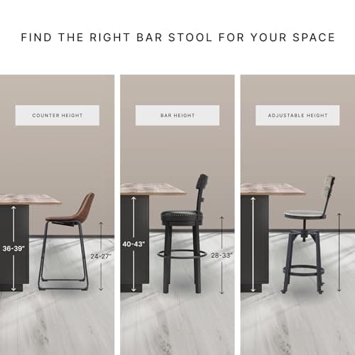 Signature Design by Ashley Valebeck Barstool, Rustic-Industrial Counter Height Chair, 360° Swivel, Wood & Metal Frame, Cushioned Seat, Ideal for Kitchen Island with Seating, Vintage White 10