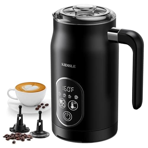 KIDISLE Electric Milk Frother, 4 In 1 Milk Frother and Steamer With Temperature Control, Automatic Warm and Cold Foam Maker for Coffee, Latte, Hot Chocolate, Cappuccinos, Macchiato, Black
