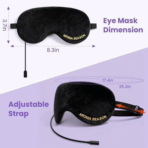 Aroma Season Heated Eye Mask, Warm Eye Compress for Dry Eyes MGD Stye Blephartitis Sinus Migraine, Graphene Heating Element with Natural Lavender Pack (Black) 7