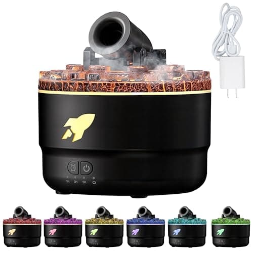 Cannon Blast Aroma Humidifier Humidificador Diffuser, Mini Aroma Canyon Silent Turret Mist De Aromas Vapor Rocket Difusor Shoots Ball Smoke Air Rings for Essential Oils Home Bedroom Auto 7 Led Lights