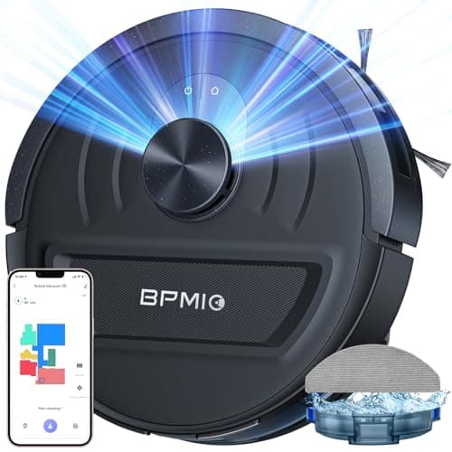 BPMIO Smart Robot Vacuum and Mop Combo, 5500Pa Suction Power, LiDAR Mapping, Alexa & App Control, 120-Minute Runtime, Ideal for Pet Hair, Carpets, and Hard Floors (B20-3)
