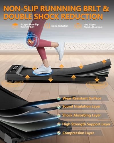 Walking Pad Treadmill Under Desk With Incline for Office Home, 265 lbs Capacity Portable Mini Treadmill, 2.5HP 2 in 1 Jogging With Remote Control, LED Display 5