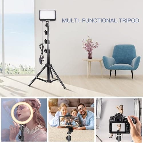 UBeesize LED Video Light Kit, 2Pcs Dimmable Continuous Portable Photography Lighting with Adjustable Tripod Stand & 5 Color Filters for Tabletop/Low-Angle Shooting, for Zoom, Game Streaming, YouTube 7