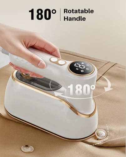 1200W Portable Travel Steamer Iron for Clothes - 4 Modes, LCD Display, 10S Fast Heating, 180° Swivel Handle, Powerful Wrinkle Remover for Home, Dorm, and Travel – White 6